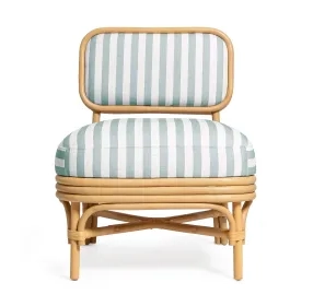 Dorine Mint Green and White Performance Fabric Upholstered Accent Chair