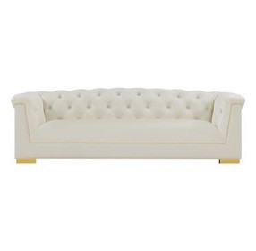 Farah Cream Velvet Sofa by Inspire Me Home Decor