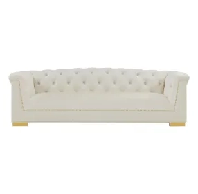Farah Cream Velvet 92" Sofa by Inspire Me Home Decor