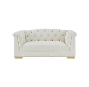 Farah Cream Velvet Loveseat by Inspire Me Home Decor