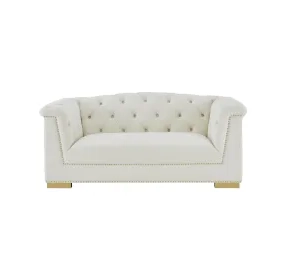 Farah Cream Velvet 69" Loveseat by Inspire Me Home Decor
