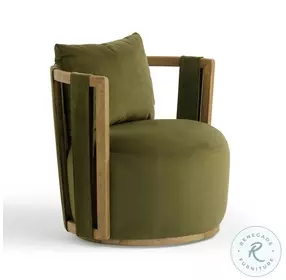 Paolo Green Upcycled Distressed Velvet Swivel Chair