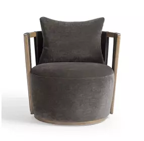 Paolo Chocolate Brown Upcycled Swivel Chair