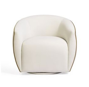 Jordan Cream and Chocolate Brown Performance Fabric Upholstered Swivel Accent Chair