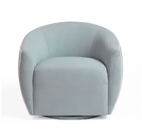 Jordan Baby Blue and Cream Performance Fabric Upholstered Swivel Accent Chair