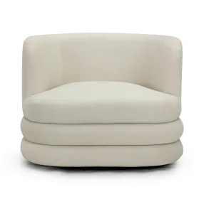 Astor Cream Performance Fabric Upholstered Swivel Lounge Chair
