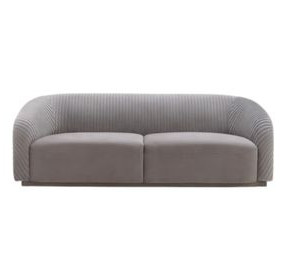 Yara Pleated Grey Velvet 91" Sofa by Inspire Me Home Decor