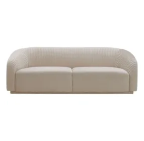 Yara Pleated Beige Velvet 91" Sofa by Inspire Me Home Decor