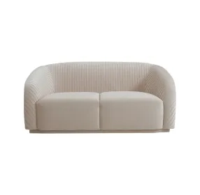 Yara Pleated Beige Velvet 70" Loveseat by Inspire Me Home Decor