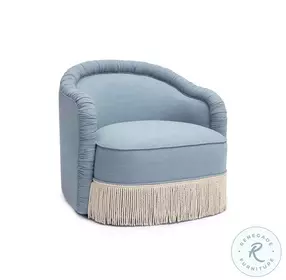 Pamela Faded Blue Recycled Fabric Tassel Lounge Chair