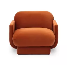 Azalea Rust Orange Performance Velvet Upholstered Accent Chair