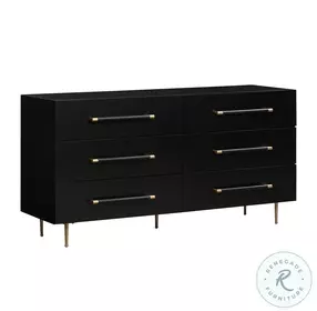 Trident Black 6 Drawer Dresser