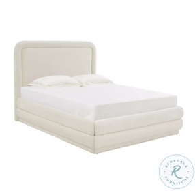 Briella Cream Velvet King Upholstered Panel Bed