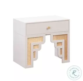 Suzie Cream And Rattan Nightstand