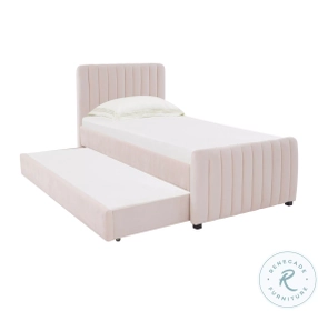 Angela Blush Twin Upholstered Platform Bed with Trundle