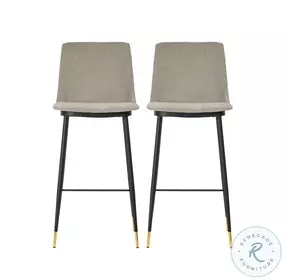 Evora Grey Velvet Counter Height Stool Set Of 2