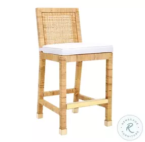 Amara White And Natural Rattan Counter Height Stool
