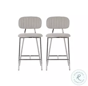 Ariana Grey Counter Height Stool with Silver Legs Set of 2