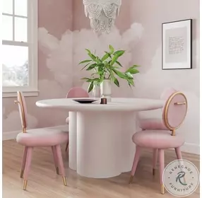Elika White Faux Plaster Round Dining Room Set