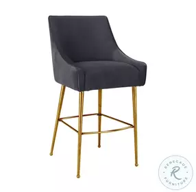 Beatrix Pleated Grey Velvet Counter Height Stool