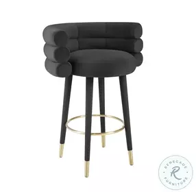 Betty Black Velvet Bar Stool