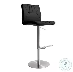 Paddy Black Vegan Leather Adjustable Swivel Stool