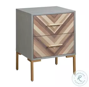 Quinn Gray and Gold Nightstand