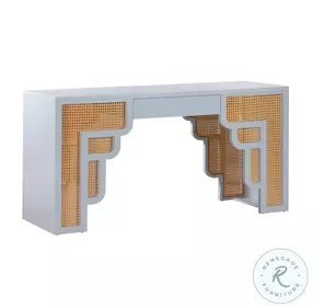 Suzie Pastel Blue and Rattan Desk