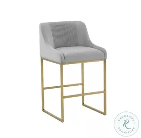 Lisa Grey Pleated Velvet Counter Height Stool