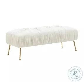 Jessica Cream Velvet Bench by Inspire Me Home Decor