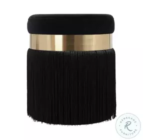 Melody Black Tasseled Ottoman