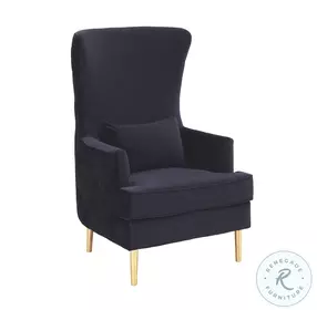 Alina Black Tall Tufting Wingback Chair
