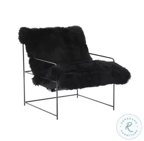 Kimi Black Genuine Sheepskin Chair