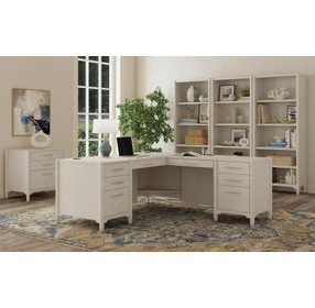 Towne White Double Pedestal L Shape Home Office Set