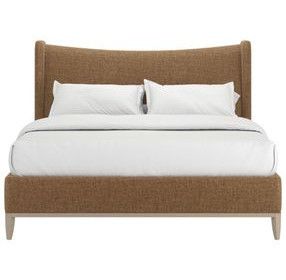 Edwin Suede King Upholstered Wing Shelter Bed