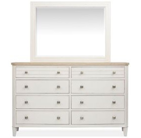 Whisperbay Sea Pearl and Driftwood 8 Drawer Dresser with Rectangular Mirror