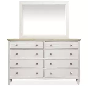 Whisperbay Sea Pearl and Driftwood 8 Drawer Dresser with Rectangular Mirror