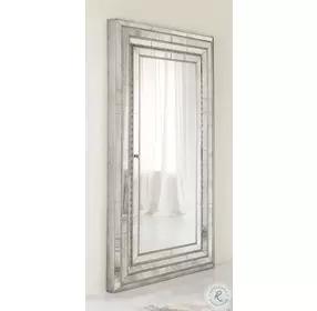 Prestige Champagne Floor Mirror With Jewelry Armoire Storage