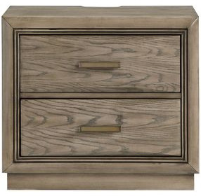 Sonoma Gray 2 Drawers Nightstand with USB Charging and Power Outlet