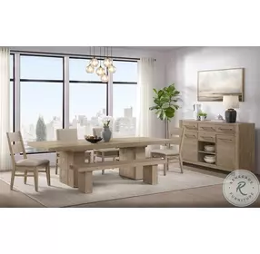 Nash Weathered Sand Extendable Trestle Dining Room Set