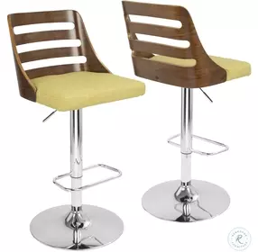 Trevi Walnut And Green Adjustable Bar Stool