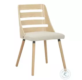 Trevi Cream Fabric And Natural Wood Chair