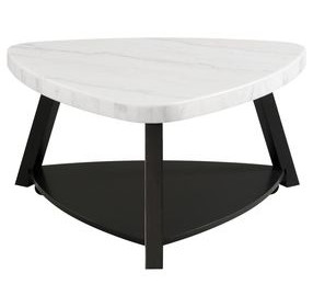 Raine White Triangular Marble Top Coffee Table