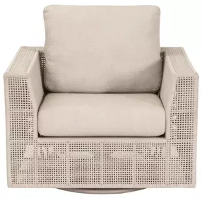 Tropez Beige Performance Fabric Outdoor Swivel Rocker Sofa Chair