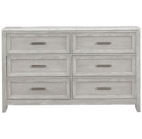 Fiona White and Mist Gray 6 Drawer Marble Top Dresser