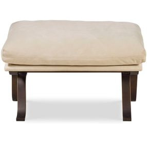 Tara Shaw Off White Leather Upholstered Rectangular Saint Laurent Ottoman