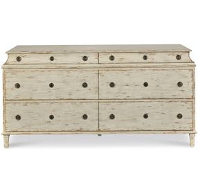 Tara Shaw Swedish Scraped Bone 6 Drawer Alexandre Ii Double Dresser