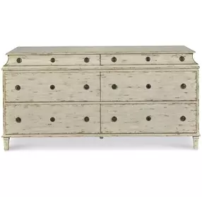 Tara Shaw Swedish Scraped Bone 6 Drawer Alexandre Ii Double Dresser