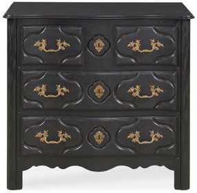 Tara Shaw French Ebonized Noir 3 Drawer Louis Xiv Nightstand
