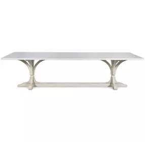 Tara Shaw Tuscan Aged White 96" Rectangular Marble Top Lucca Ii Dining Table
